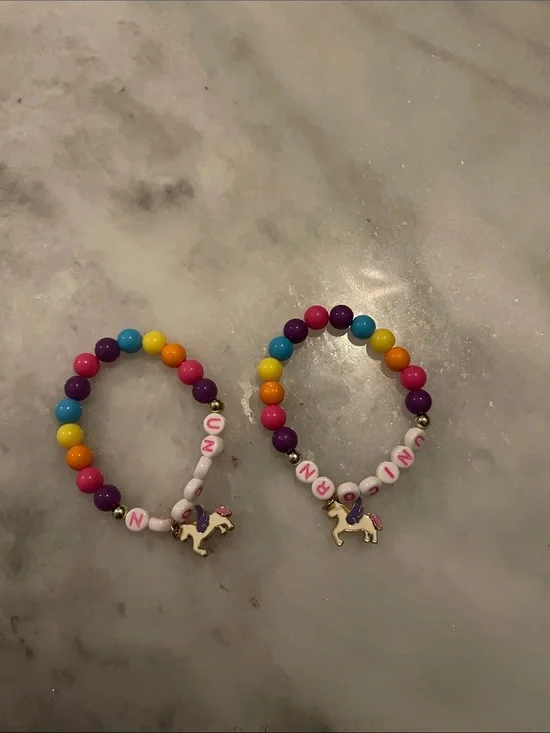 2Pc Unbranded Kids Rainbow Unicorn Bracelet