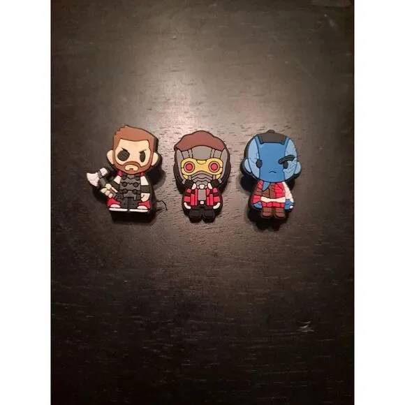 Lot Of 3 Disney Marvel Themed Croc Charm‎ Jibz Nebula, Star-lord, Thor