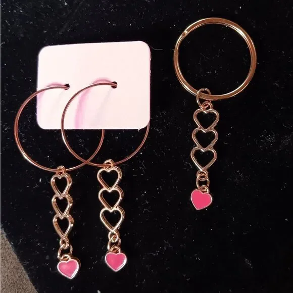 Handmade Gold Triple Heart Earrings