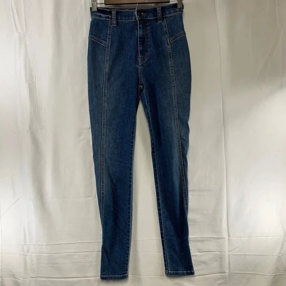 We The Free Free People‎ Skinny Jeans Women 25 Blue Seam Detail High Rise