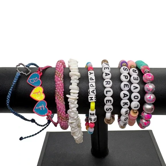 Kids Friendship Bracelet Lot 9pc Fearless Lover Speak Now Be Happy Pura Vida