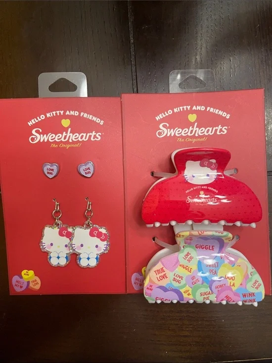 Hello Kitty Hair Clips and Earrings Set