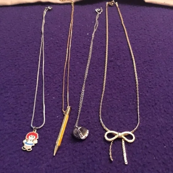 Vintage 80s novelty necklace bundle different styles and lengths lot of 4