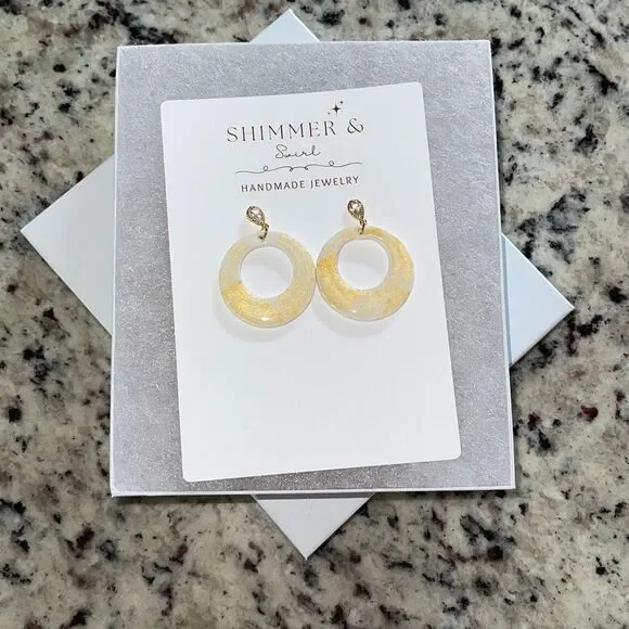 Handmade Polymer Clay Earrings Dangle‎ Hoop Lightweight
