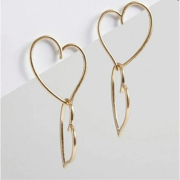 Torrid‎ Women's Gold Intertwined Heart Drop Earrings