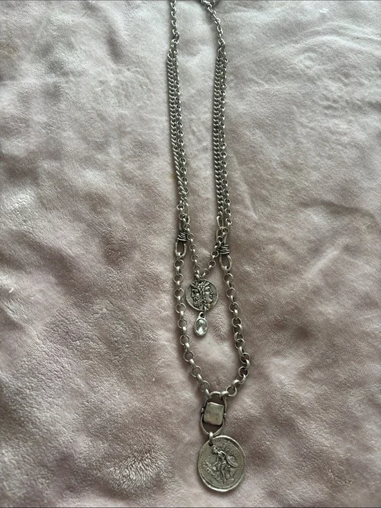 Free People Silver-Tone Layered Coin Pendant Necklace