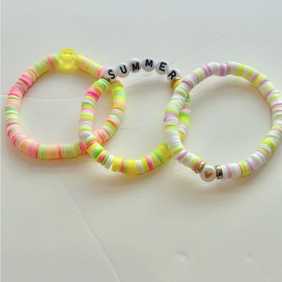 3-pack: Colorful Clay Beaded Bracelets Set