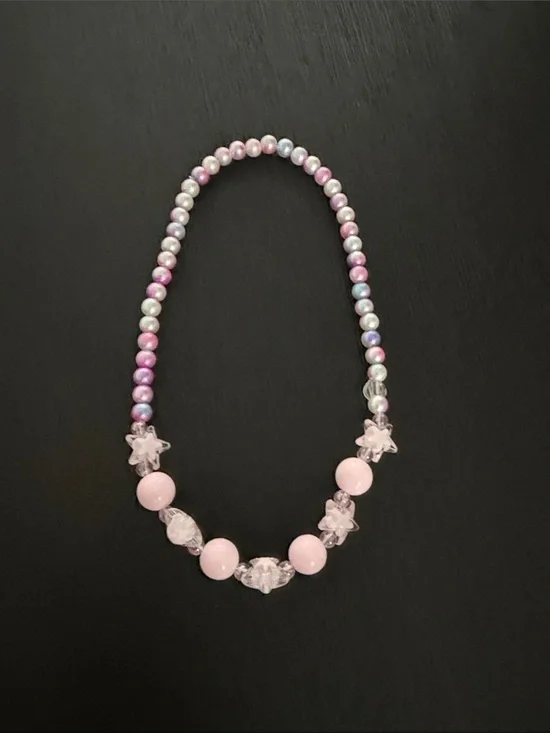 Pink Beaded Star Accent Necklace - kids Jewelry