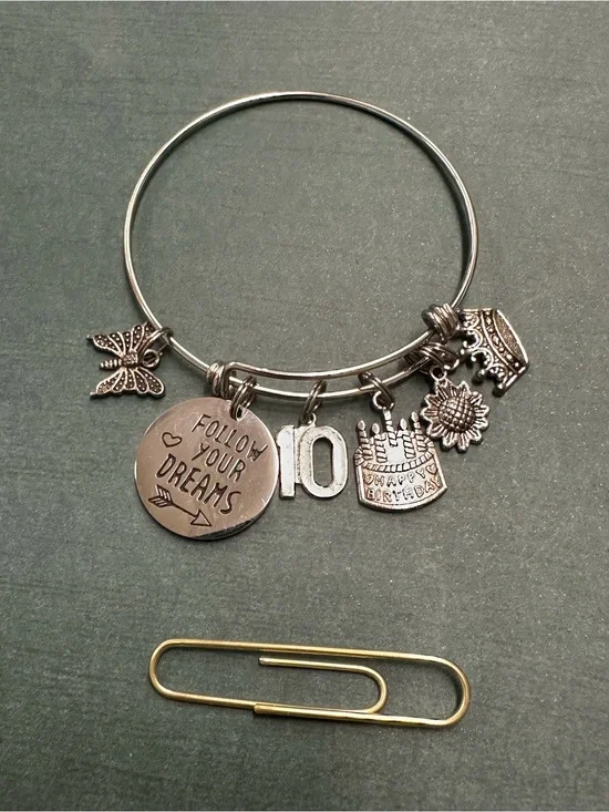 Silver Follow Your Dreams 10 Year Old Birthday Bracelet B12