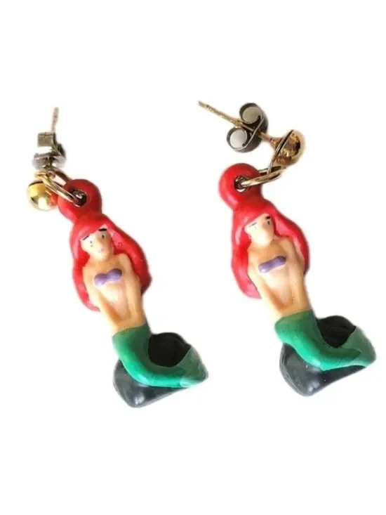 Ariel Little Mermaid Disney Applause Dangle Earrings 1990s