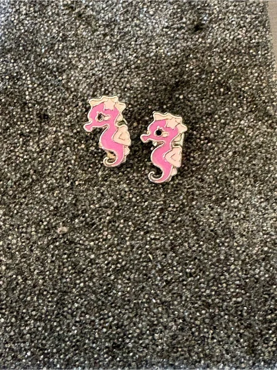 Pink Seahorse Stud Earrings