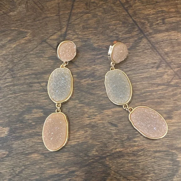 Elegant Gold‎ and Cream Dangle Earrings
