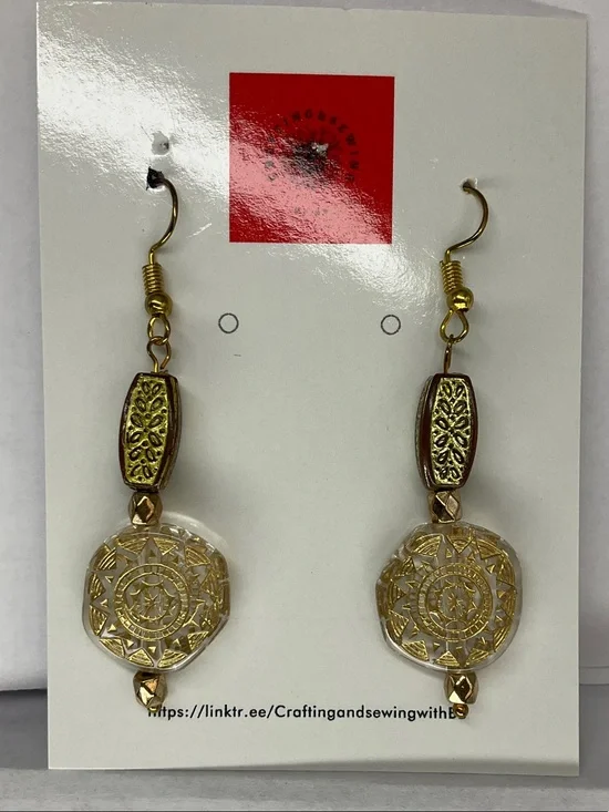 Gold Filigree Medallion Drop Earrings - Women Jewelry