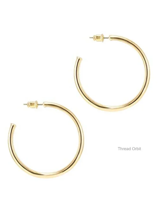 14K Gold Plated Chunky Hoop Earrings for Women - 45mm