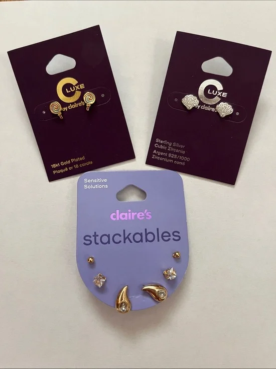 🆕 3 pair of Claire’s earrings