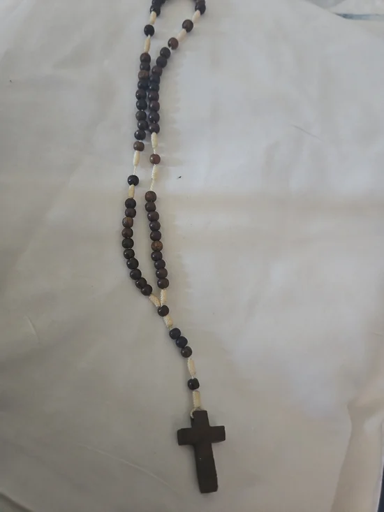 Kids Brown Wood Bead Cross Necklace — Natural Faith Pendant