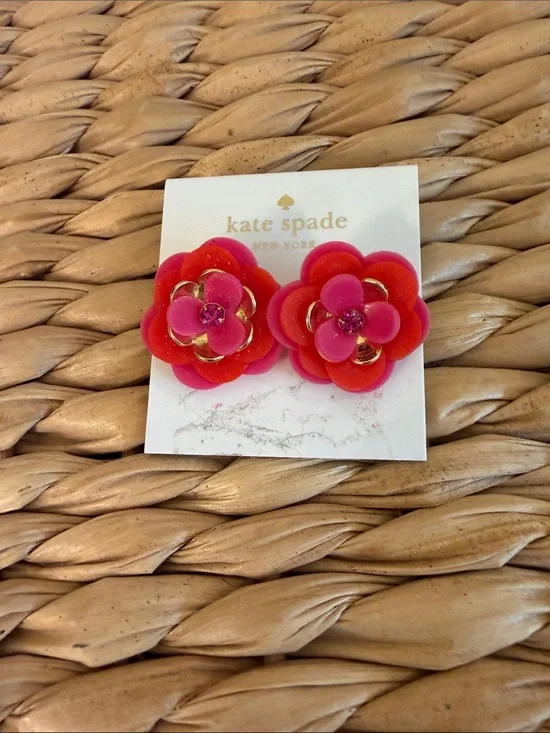 kate spade Pink and Red Layered Flower Stud Earrings