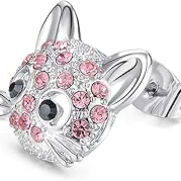 Cat Stud Earrings Set Hypoallergenic Cubic‎ Zirconia Earrings for Girls Adorable