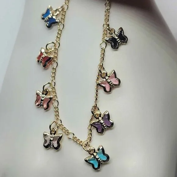 Brazilian 18k Gold Filled Multi color Butterfly Bracelet