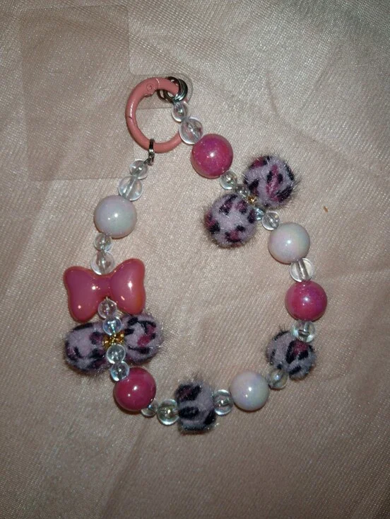 Leopard Print Beaded Wrist Strap For Cell Phone