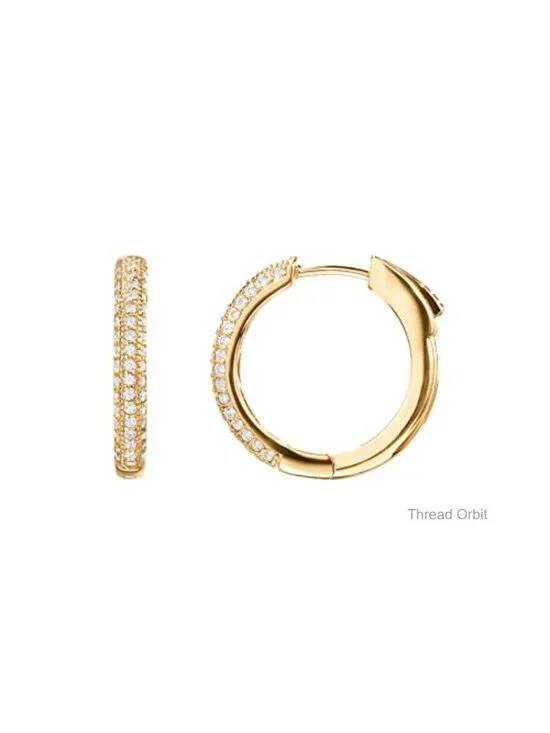 Hoop Earrings with Cubic Zirconia - Gold Plated 925 Sterling Silver