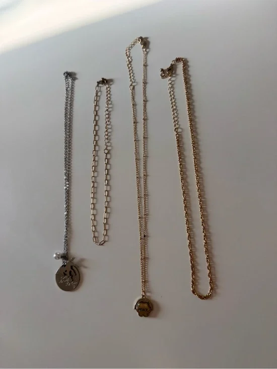 Mixed Metal Necklace Lot with Yellow Flower Charm
