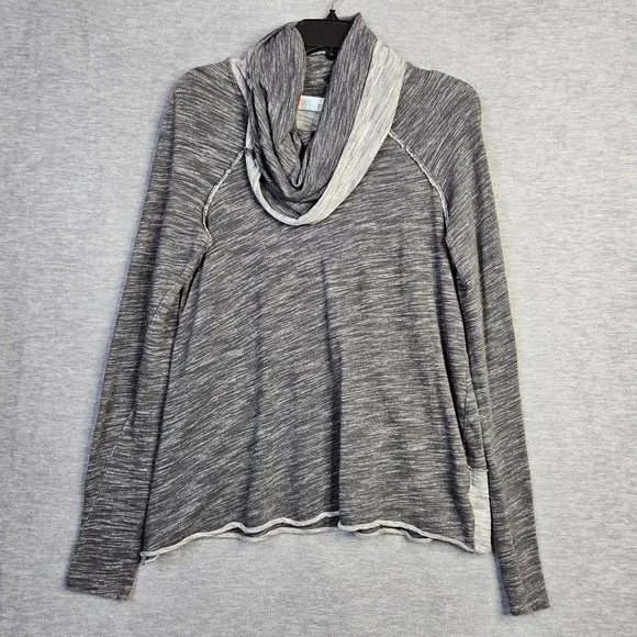 FP Beach Women Gray Cowl Neck Long Sleeve Top Lightweight Cozy Pullover One Sz