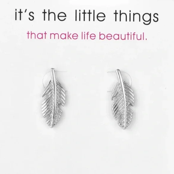 Feather earrings silver earrings studs silver jewelry boho chic