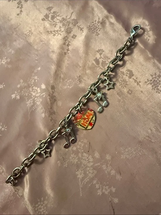 Disney Silver Charm Bracelet with Musical Note and Star Charms