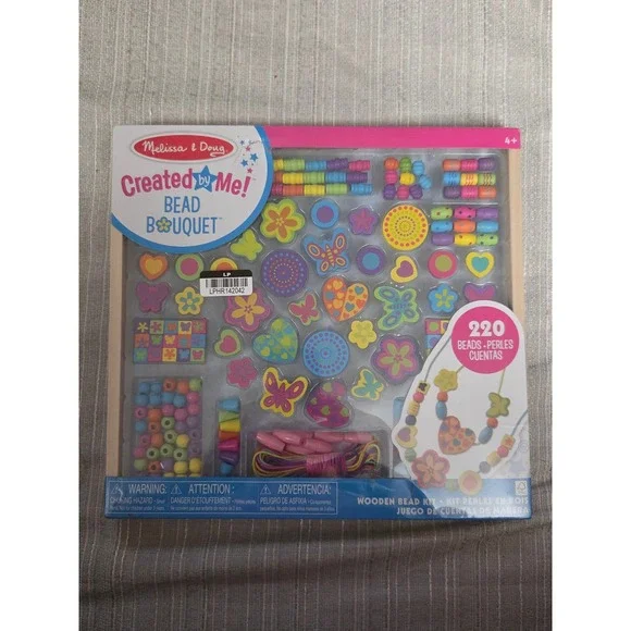 Melissa & Doug Created by Me Wooden Bead Bouquet Jewelry Making Kit 220+ Beads