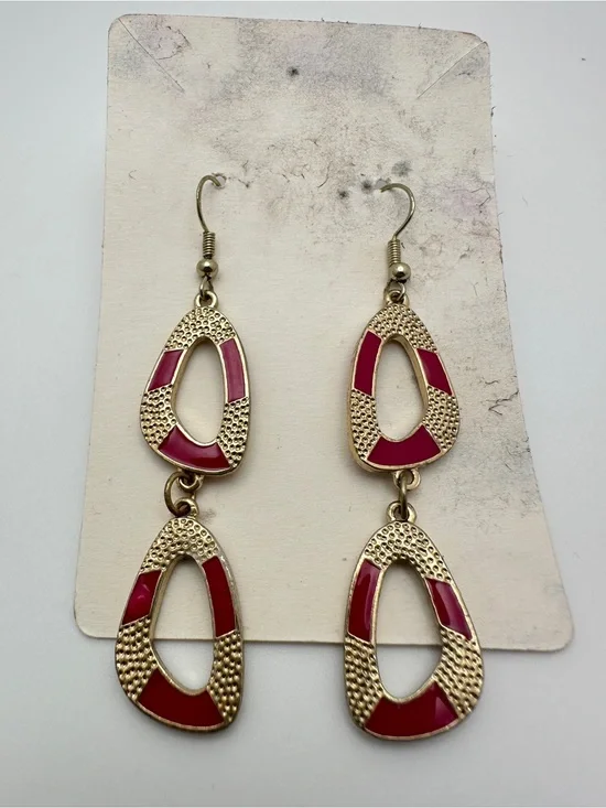 Gold-Tone Pink Drop Earrings