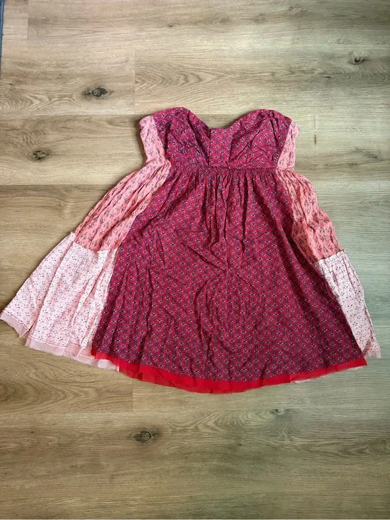 Free People Pink & Red Patchwork Mini Dress