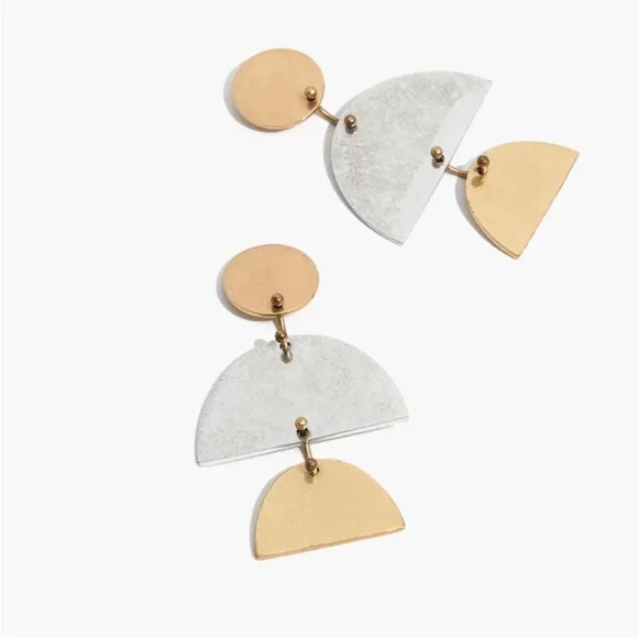 NEW MADEWELL Sculpture Statement Earrings Gold Silver Art Minimalist Dainty
