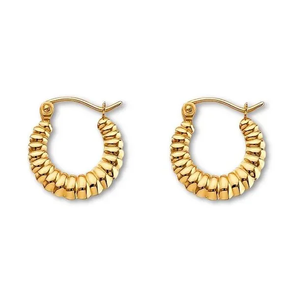 14K Yellow Gold Hollow Hoop Earrings By Tehrani Jewelry