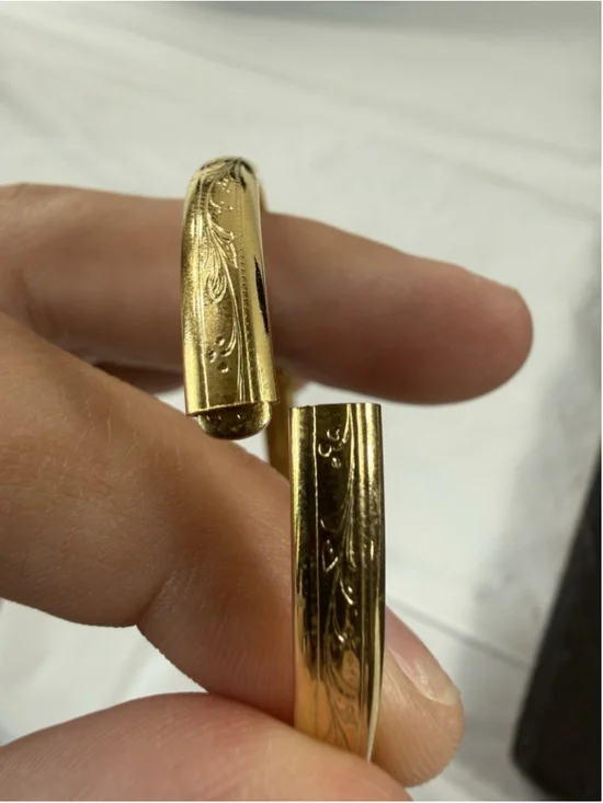 Antique 14K Gold Filled Floral Etched Babys Bangle Bracelet