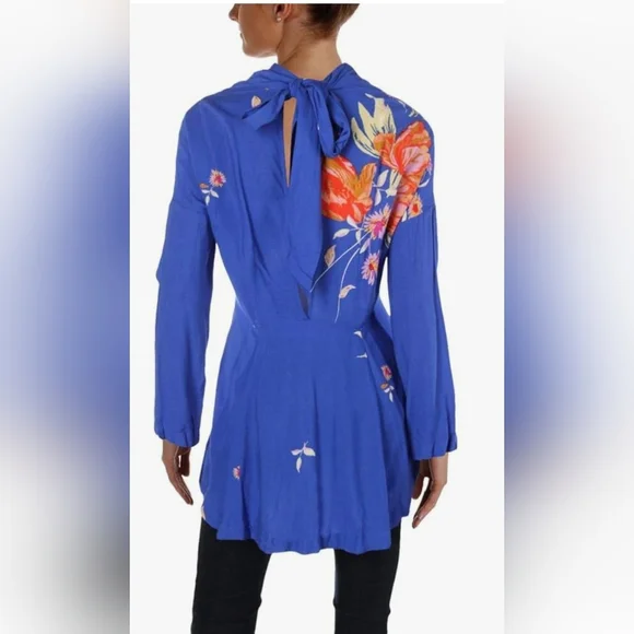 NWT Free People Gemma Mini Dress Blue Floral