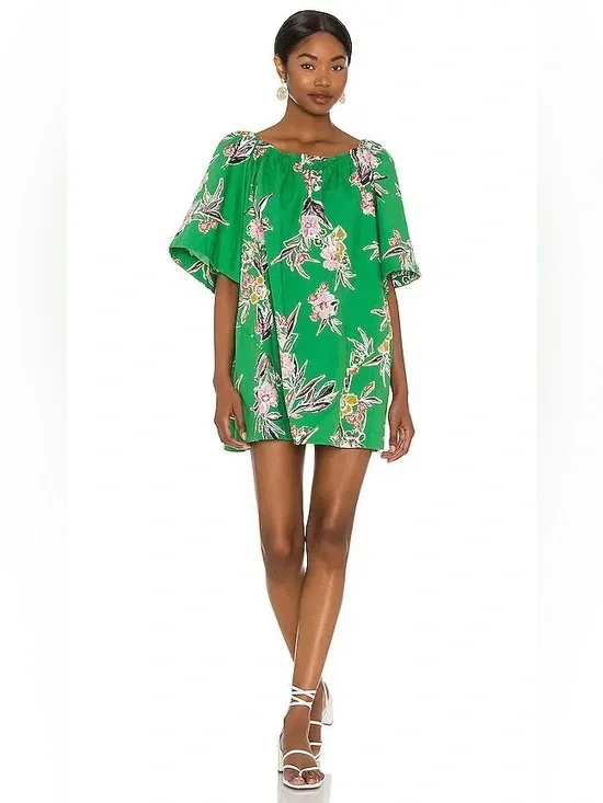 Free People Jodie Printed Tunic in Green Gardenia Combo