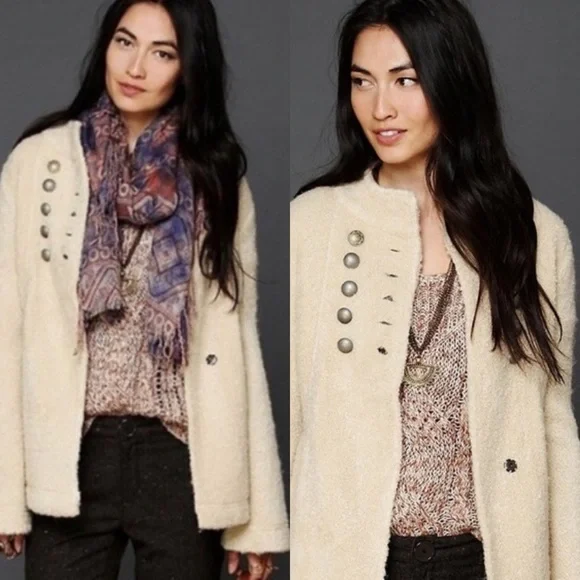 Free People Military Bell Sleeve Wool Coat sz XS