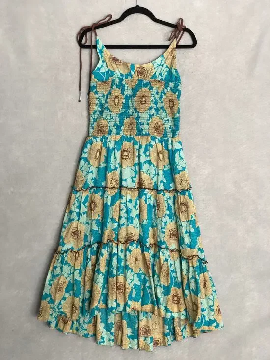 Free People Adriel Midi Dress Hawaiian Ocean Combo Women's Medium NEW