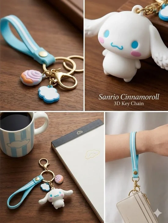Sanrio Cinnamoroll 3D Key Chain Japan NEW Sanrio Characters Wristlet Charms GUC