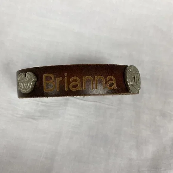 Disney Bracelet Leather Treaty Brown Brianna Leather Snap Music Note Cuff Size M