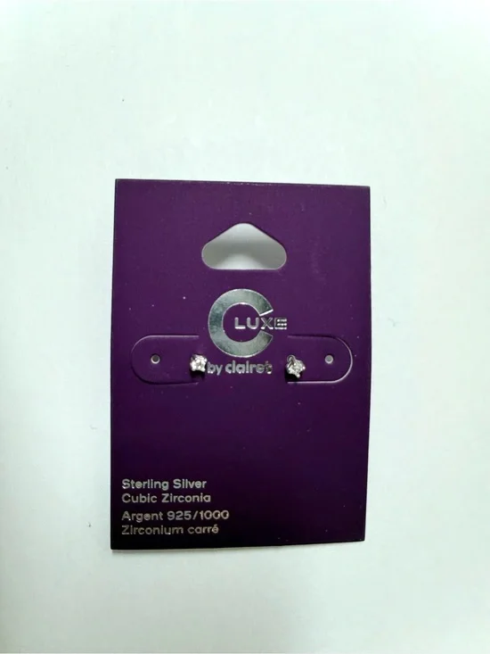 Luxe by Claire's Sterling Silver Cubic Zirconia Stud Earrings