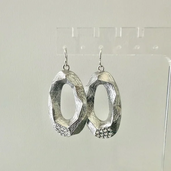 Oval Hoop Rhinestones Statement Earrings