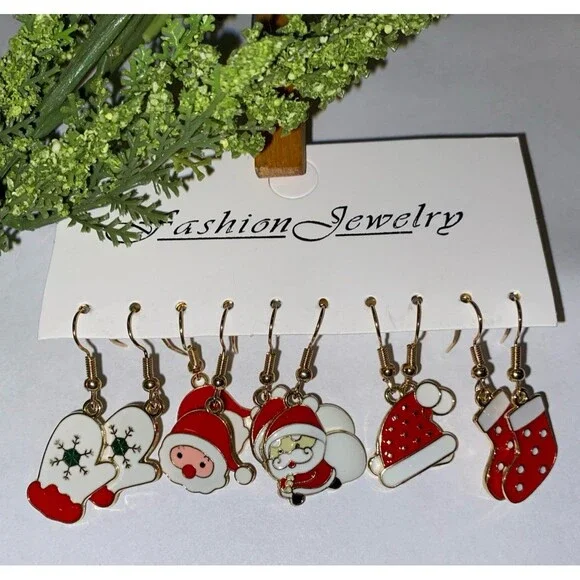 Christmas‎ Jewelry Earrings Santa St Nick Mittens Stocking Stuffer Gift for Her