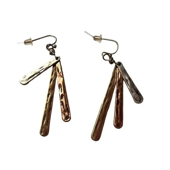 🤯5/$25🤯 Tri-Color Metal Bar Dangle Earrings