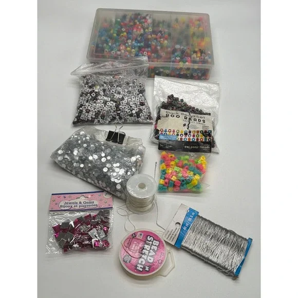 Kids Craft Bead Set Alphabet Pony Beads Jewels‎ String Jewelry Making Fun
