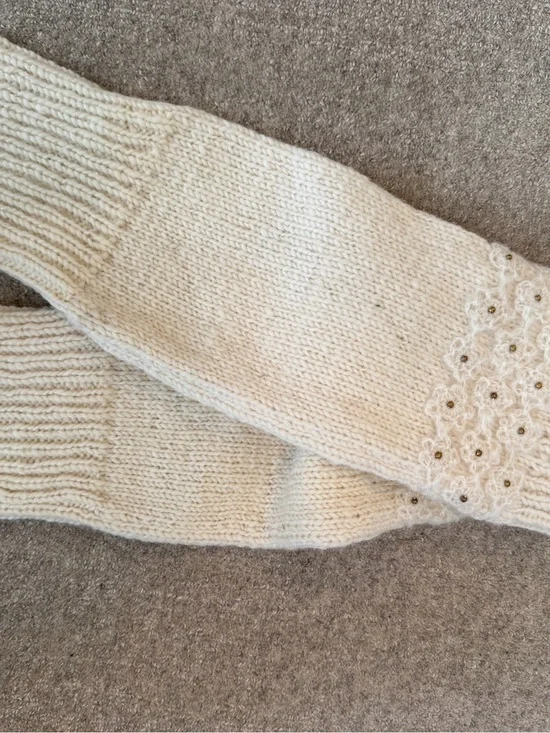 Free people French knot crochet leg warmers