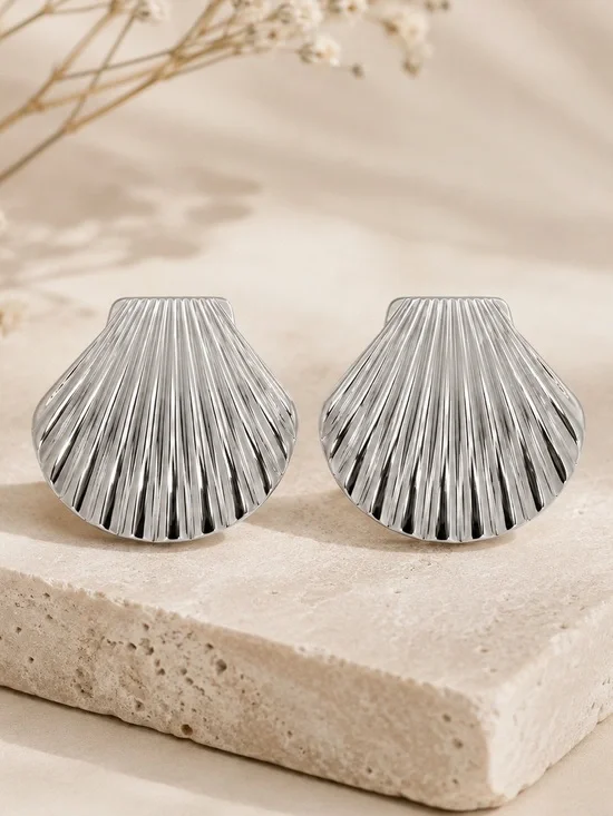 New Mayamar silver plated Shell-Shaped Statement Earrings