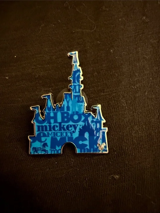 Disney Blue Castle Enamel Pin with Mickey Text‎ Hidden Disney 2025 Wave A