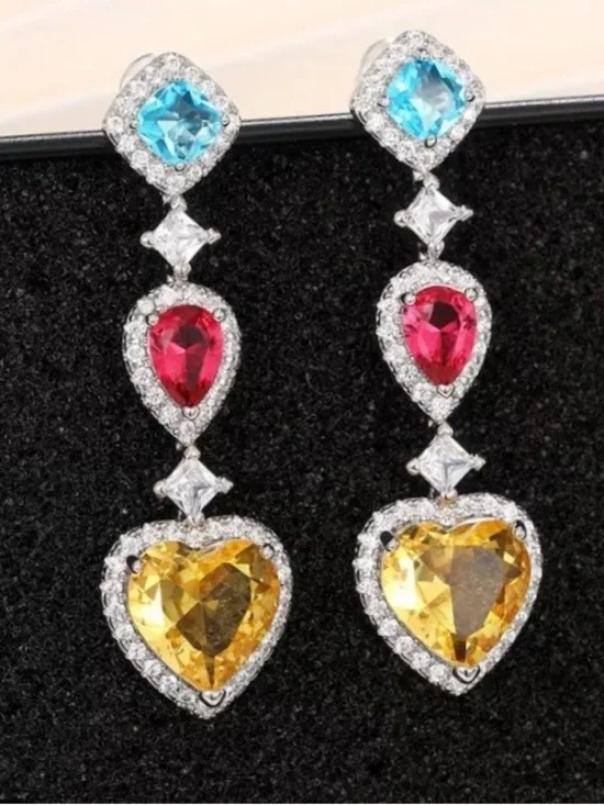 Multi-Color Gemstone Drop Earrings